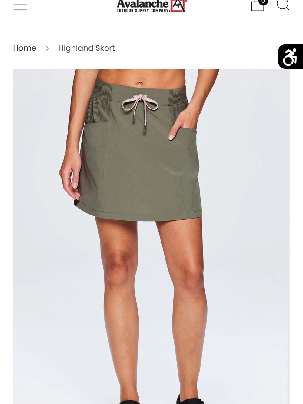 Avalanche Olive Green Women's Swim Skort with Contrast Drawstring